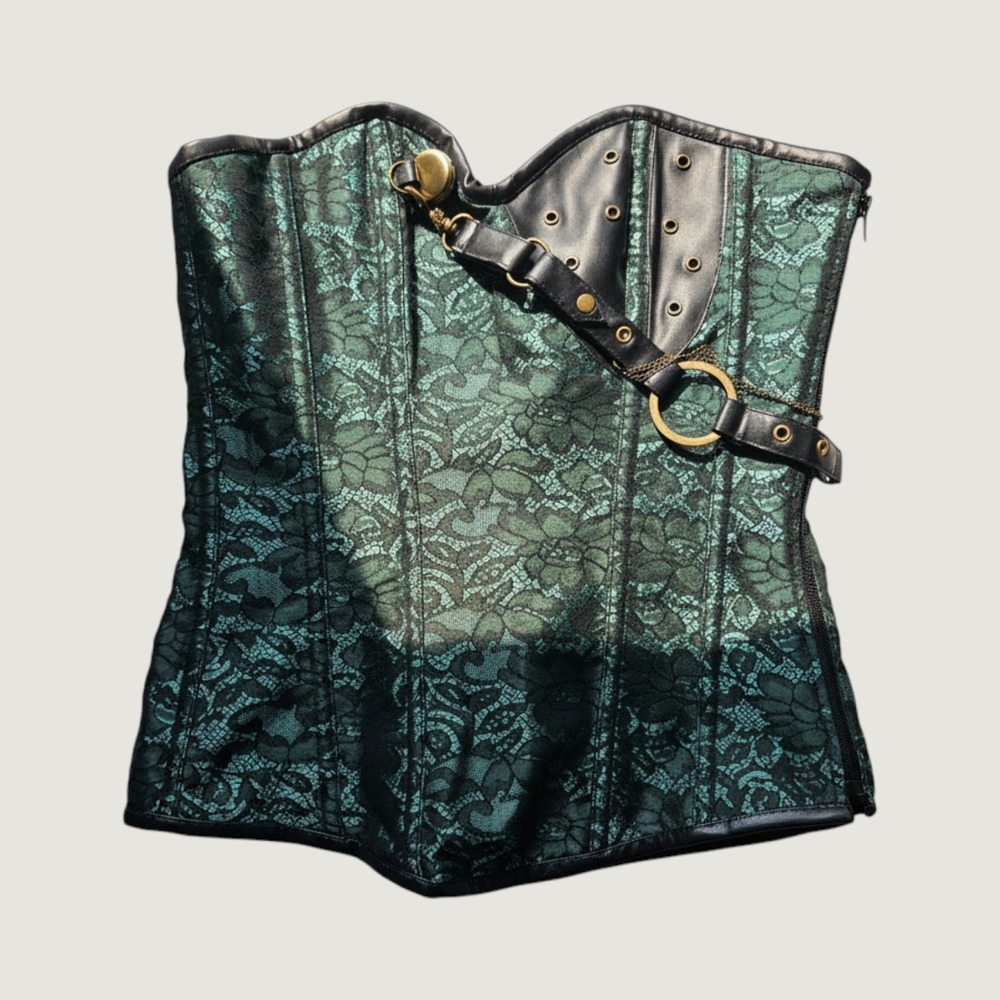 Lace Corset Medium Steampunk Teal Goth Victorian Whimsigoth Costume Renfaire